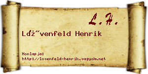 Lövenfeld Henrik névjegykártya